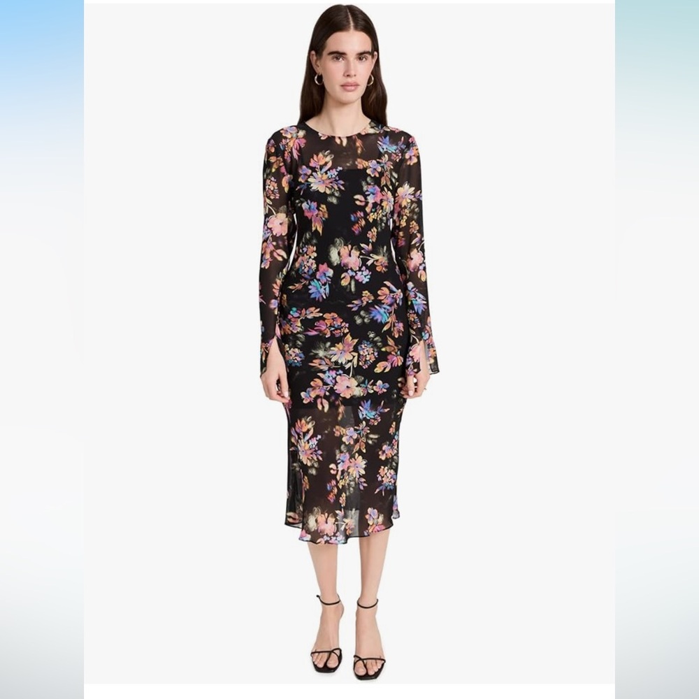 Collier Midi Dress in Mirabella black floral evening dress 
AMANDA UPRICHARD